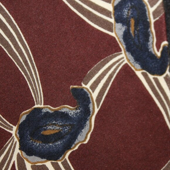 Vintage Ted Lapidus Paris Silk TIE Abstract Geometric Paisley brown grey - Picture 3 of 5